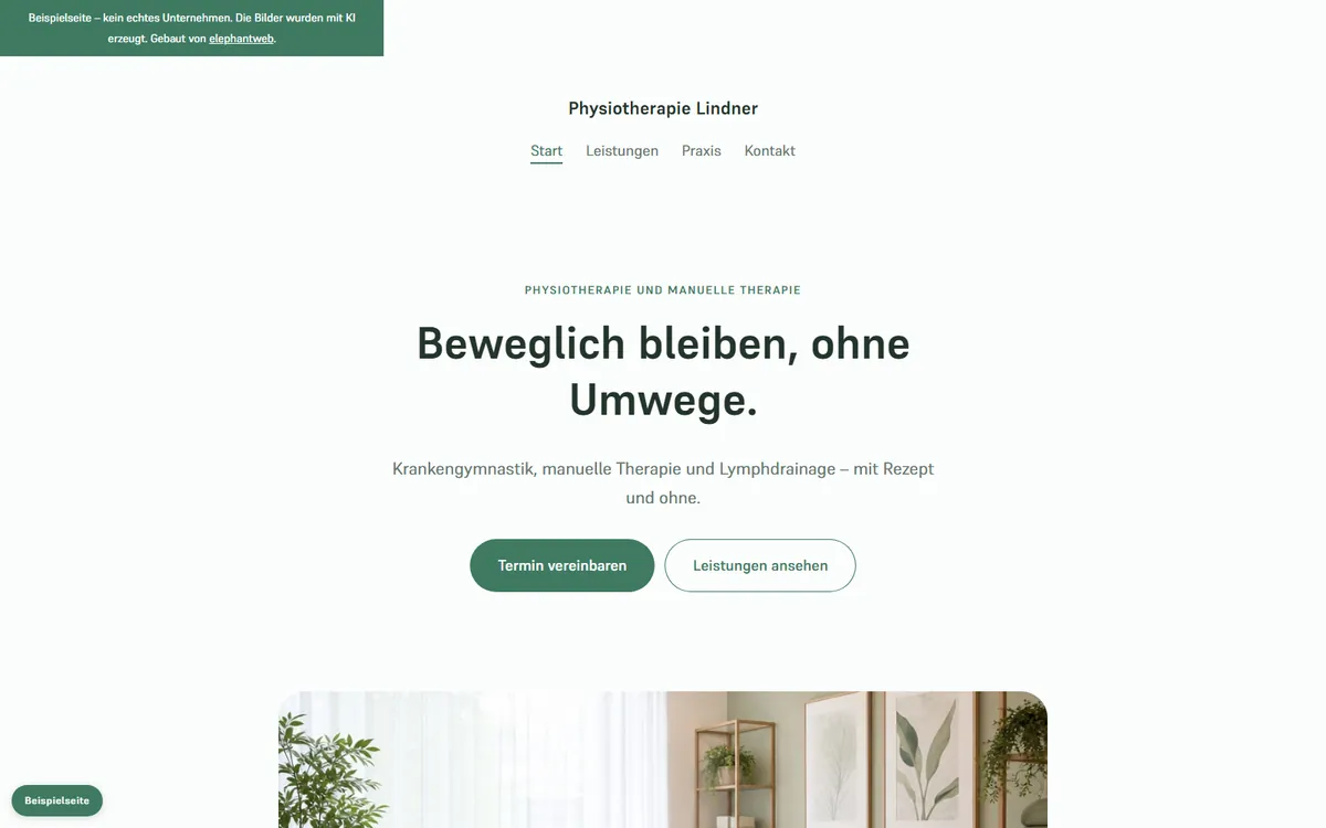 Beispielseite für Praxis und Therapie